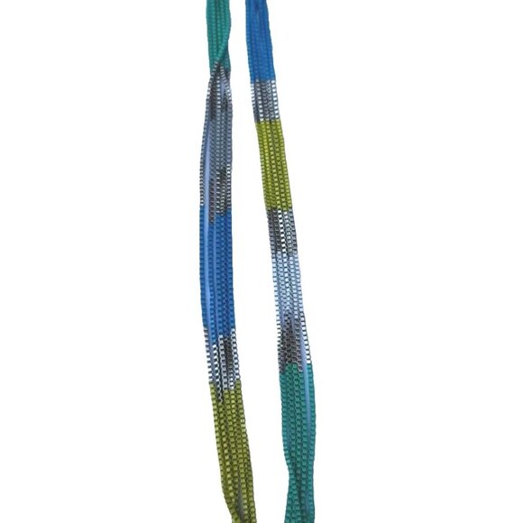 JESSICA SIMPSON Multicolor Colorblock Five Strand 27" Metal Box Chain Necklace - Picture 4 of 6